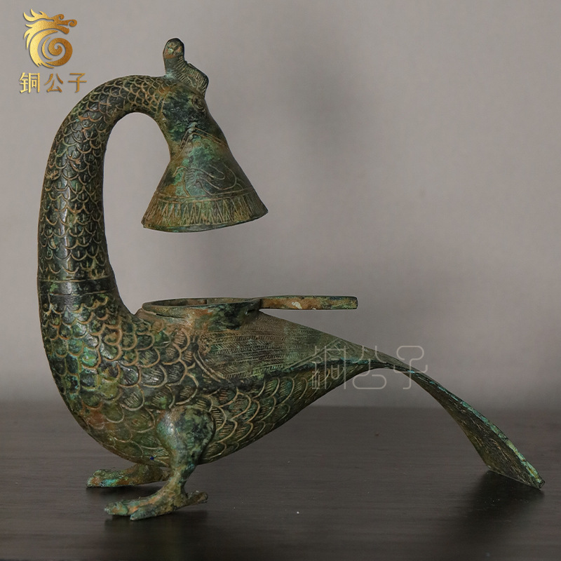Collectible Vintage Lamps - Длиннохвостая лампа с птицей Феникса, бронзовый