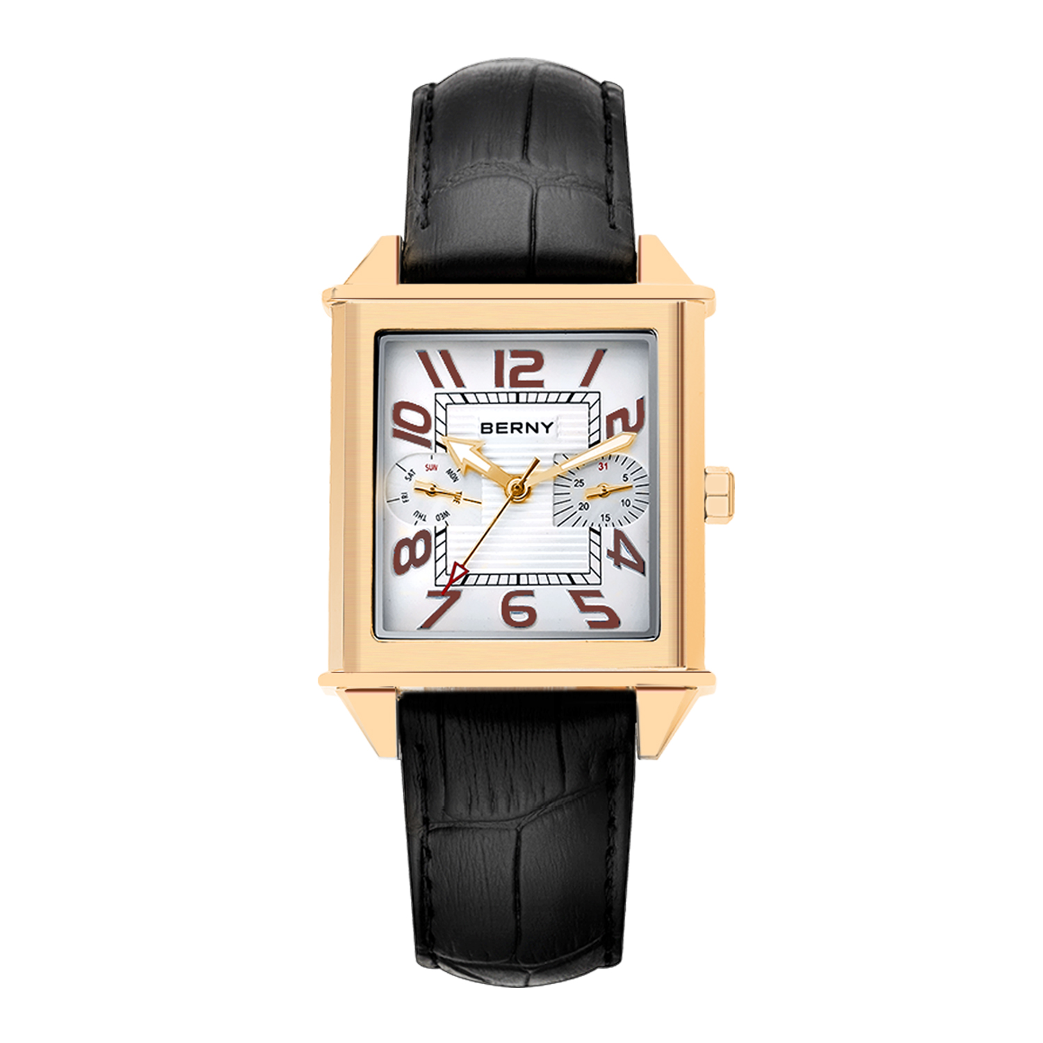 Vintage Collectible Watches - Мужские кварцевые часы BERNY 6P25, золотые,