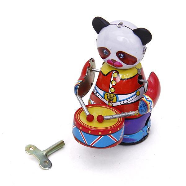 Vintage Collectibles Toys - Металлическая заводная игрушка-панда-барабанщик в винтажном стиле,