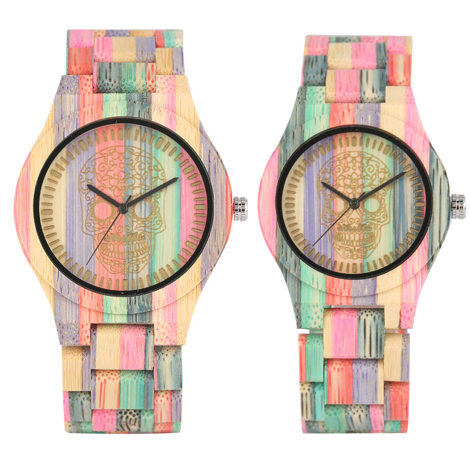 Vintage Collectible Watches - Винтажные стильные разноцветные бамбуковые деревянные кварцевые