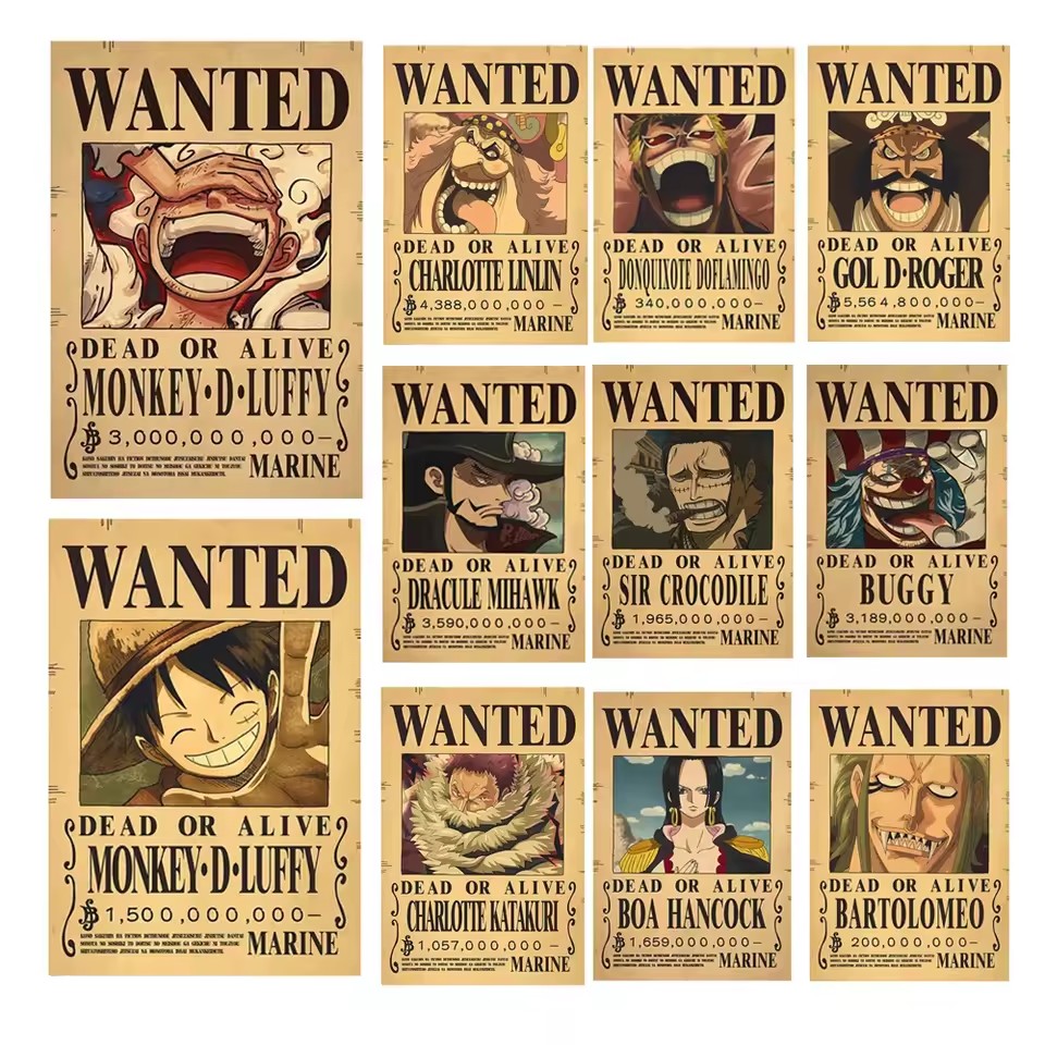 Vintage Game Collection - Аниме-постеры «One Piece»: плакаты с розыскными
